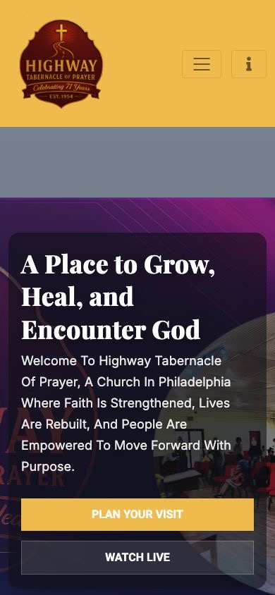 Highway Tabernacle of Prayer mobile homepage